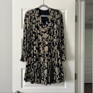 Anthropologie black and gold mini dress